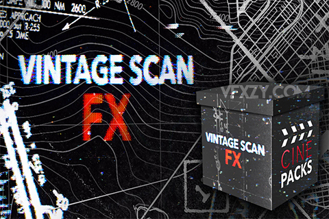 4K视频素材-150个复古扫描失真故障图形动画 CinePacks Vintage Scan FX视频素材