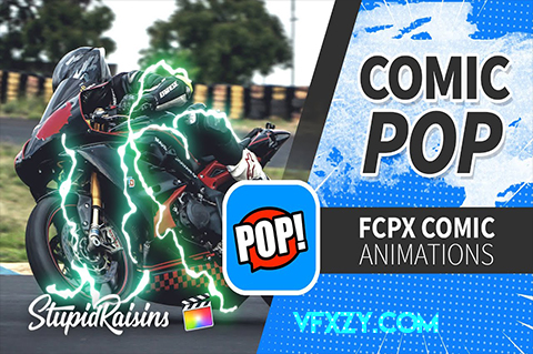 FCPX插件-66种炫酷卡通动漫MG动画元素包 Comic Pop 2FCPX插件