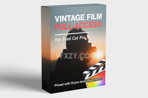 FCPX插件-复古胶片颗粒划痕闪烁抖动效果制作工具 Vintage FilmFCPX插件
