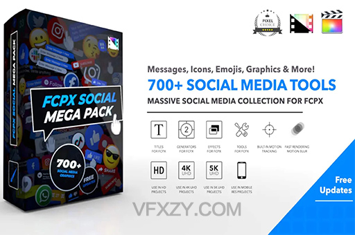 FCPX插件-700组自媒体视频创作工具预设包 Social Mega PackFCPX插件