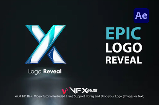 描边发光LOGO标志展示AE模板 Epic Logo RevealAE模板