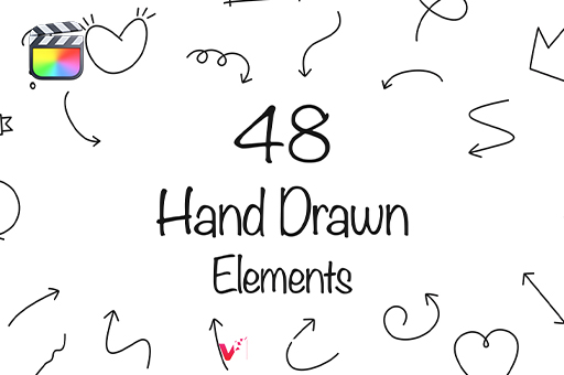FCPX插件-48种创意手绘线条图形标注元素动画 Hand Drawn ElementsFCPX插件