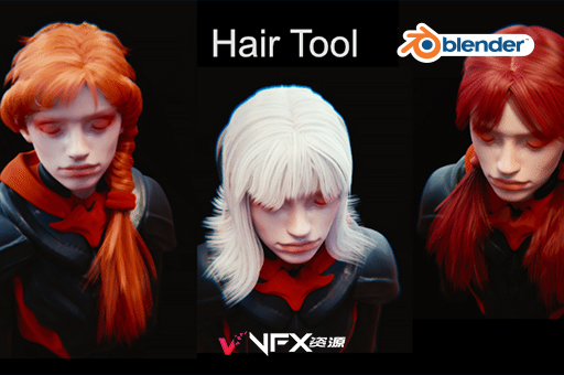 角色头发生成工具Blender插件 Gumroad – Hair Tool v3.6.1+Library预设库+Textures贴图Blender插件