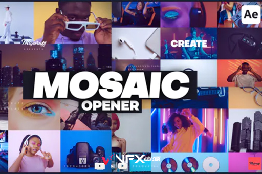 时尚潮流视频排版片头AE模板 Mosaic OpenerAE模板