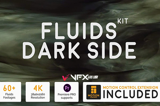 60个黑暗背景彩色水墨流体动画4K视频素材 Fluids Dark Side Kit视频素材