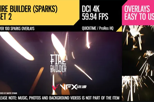 126个真实火花飞溅粒子叠加特效动画4K视频素材Fire Builder (Sparks 4K Set 2)视频素材