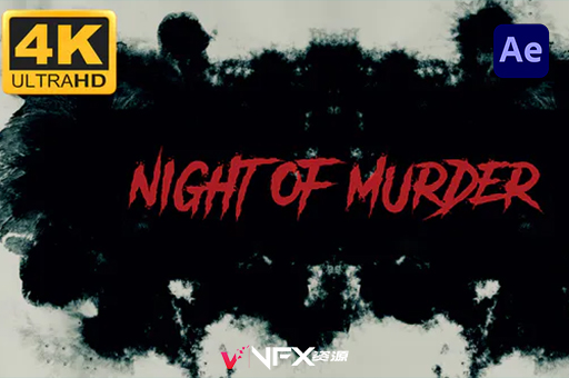暗黑系风格电影视频片头AE模板 Night Of Murder – Trailer TitlesAE模板