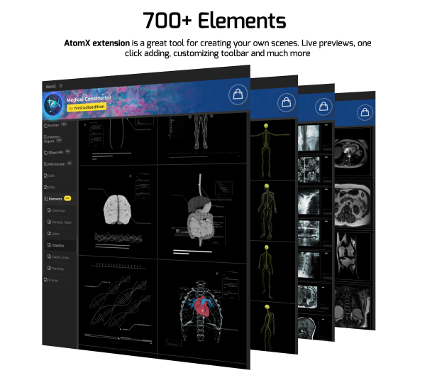 AE脚本-700种医疗建造师人体骨骼器官DNA细胞动画元素AtomX版 Medical ConstructorAE脚本、精品推荐