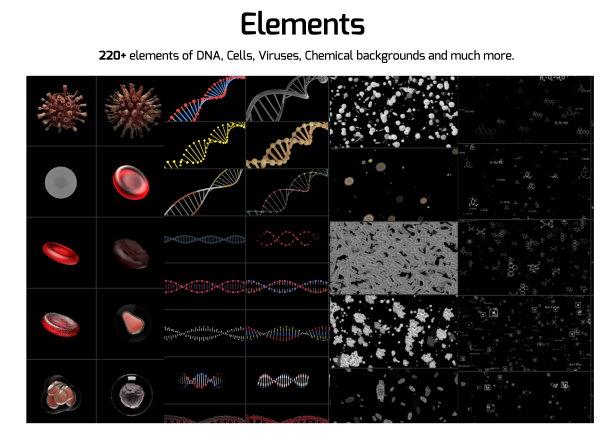 AE脚本-700种医疗建造师人体骨骼器官DNA细胞动画元素AtomX版 Medical ConstructorAE脚本、精品推荐