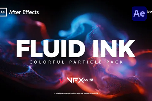 4K霓虹彩色粒子流体背景动画AE模板 Fluid Neon Ink And Particles PackAE模板