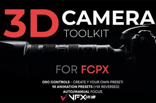 【中文汉化】FCPX插件-静态图像转3D透视动画工具 3D Camera RigFCPX插件