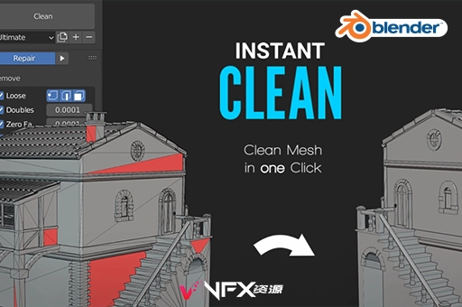 Blender网格清理布线优化插件 Instant Clean V1.2.0Blender插件