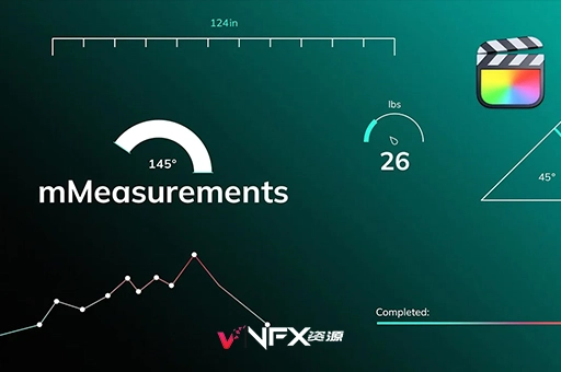 FCPX插件-22组线条距离速度时间测量标记文字标题指示动画预设 mMeasurementsFCPX插件、Mac专区