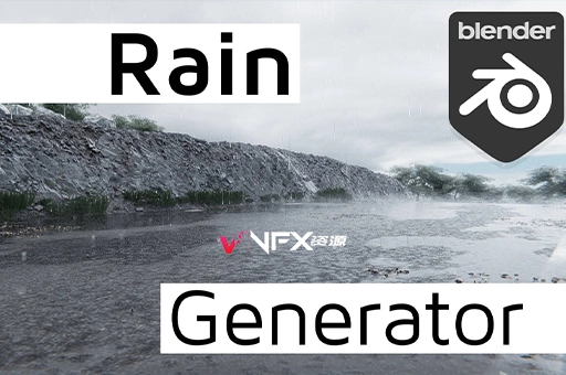 Blender雨滴落下涟漪真实效果生成插件 Baga Rain Generator v1.0.6Blender插件