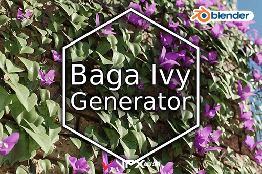 Blender常春藤爬山虎造景生成工具插件 Baga Ivy Generator V2.0.2Blender插件