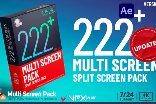 222种画面分屏网格组合动画预设AE模板 Multi Screen Pack V3AE模板、模板
