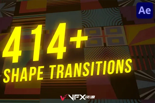 414个彩色扁平化图形转场过渡动画预设AE模板 Shape TransitionsAE模板、模板