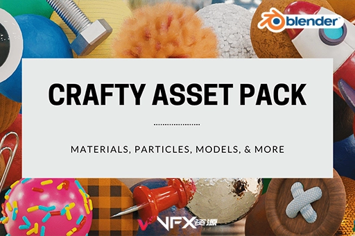 100个材质模型预设库Blender插件 Crafty Asset Pack V1.2 1K+4KBlender插件