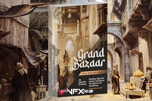 中东集市建筑楼房生活环境物品人物3D模型 Big Medium Small – Grand Bazaar Collection Bundle（Blender/FBX/OBJ/UE格式）3D模型、素材