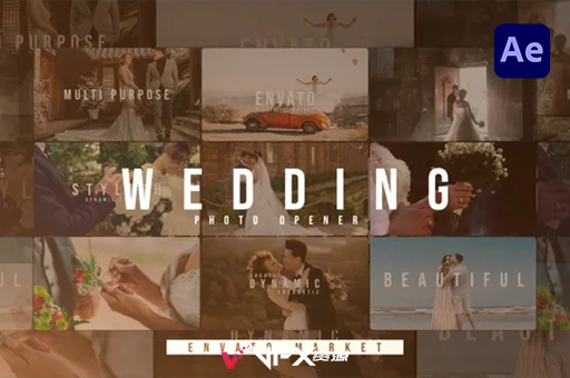 幸福浪漫婚礼电子相册图片幻灯片展示AE模板 Wedding SlideshowAE模板、模板