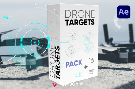 科技未来跟踪聚焦HUD动画AE模板 Drone Targets Pack 4KAE模板、模板