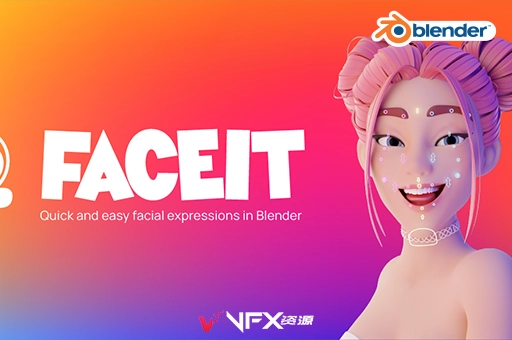 人像面部表情动作捕捉自动绑定工具Blender插件 Faceit v2.3.0Blender插件