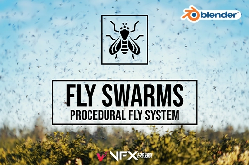昆虫群飞系统节点真实预设Blender插件 Fly SwarmBlender插件