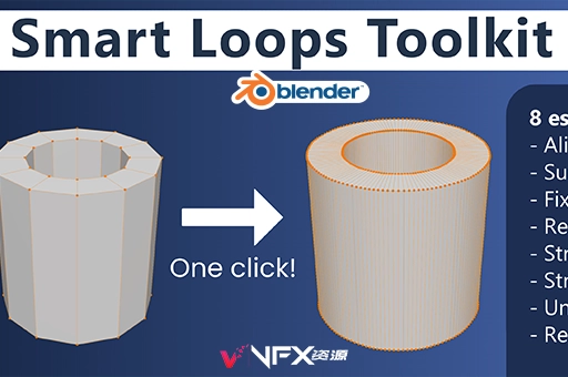 Blender布线优化建模包插件Smart Loops Toolkit V1.1.0Blender插件