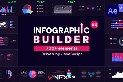 700个条形图饼状图信息图表生成器AE模板 Infographic BuilderAE模板