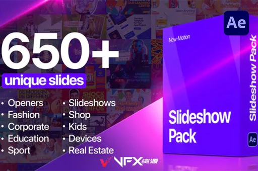 AE脚本-650个现代社交媒体图文排版设计动画模板 Slideshow PackAE脚本、脚本