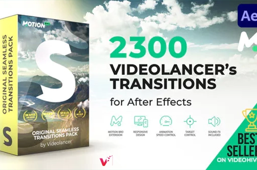 AE脚本-2300种摄像机变焦拉伸故障漏光无缝转场预设 Videolancer’s Transitions V9AE脚本、脚本