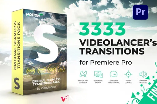 PR脚本-3333种摄像机视频扭曲透视无缝转场预设(含音效) Videolancer’s Transitions for Premiere ProPR脚本、PR预设、脚本