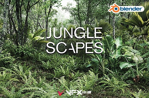 Blender亚马逊丛林树植物预设 Jungle Scapes For BlenderBlender预设、预设