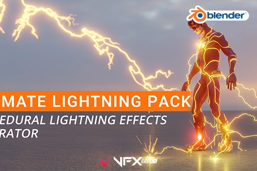 Blender电影闪电电流特效预设Ultimate Lightning Pack v1.2Blender预设、预设