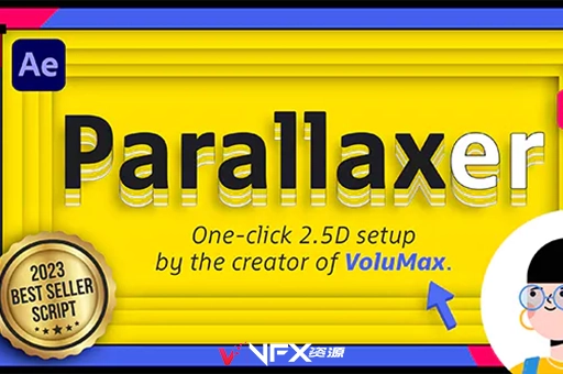 自动列表图层2.5D视差动画AE脚本PARALLAXER 2 | One click 3D Parallax ScriptAE脚本、脚本