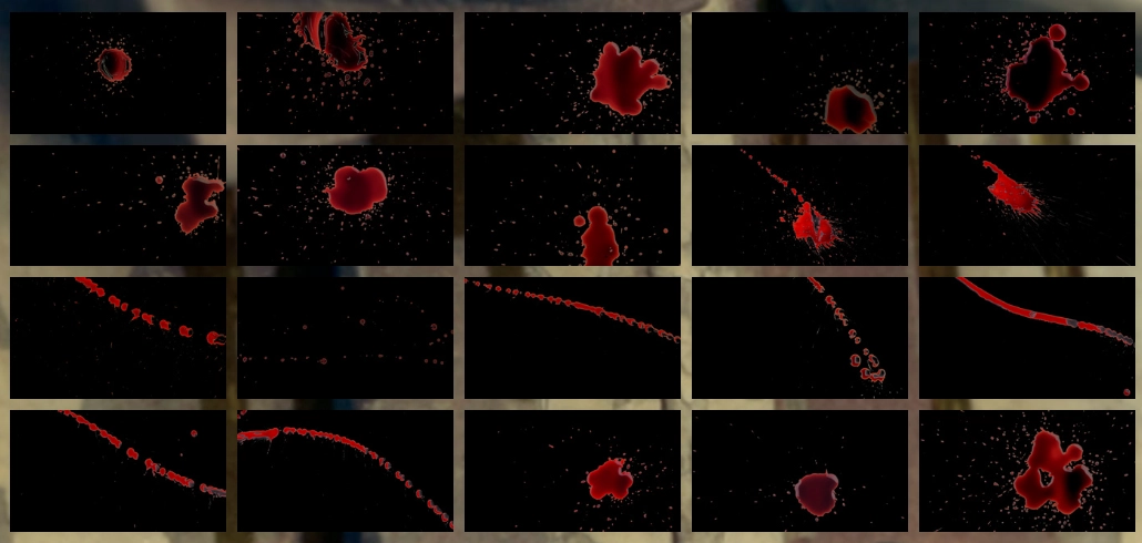 4K视频素材-100个血液血滴水墨飞溅特效素材 MotionVFX mSplatter精品推荐、视频素材
