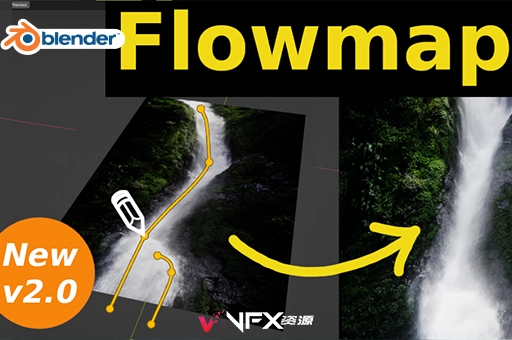 Blender预设-自定义图片局部流动动画特效 Procedural Flowmap v2.0Blender预设、预设