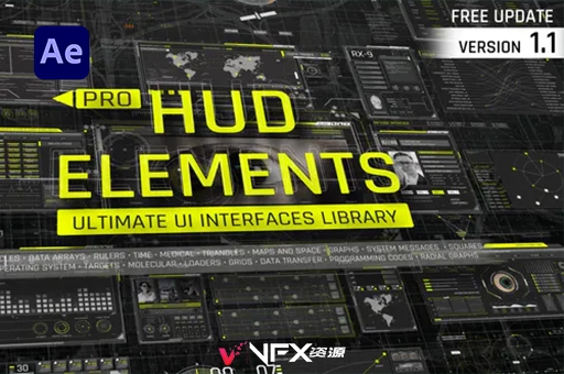 未来科技图形HUD元素动画包AE模板 Pro HUD Elements PackAE模板、模板