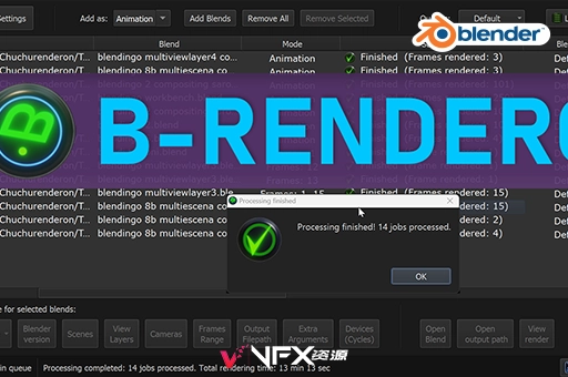 Blender插件-快捷批量独立渲染器 B-Renderon v3.1（Windows/Ubuntu）Blender插件