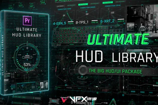 263个科技投影HUD元素动画PR模板 Ultimate HUD Library For Premiere ProPR模板、模板