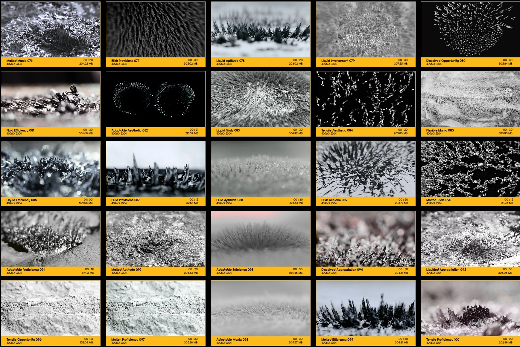 4K视频素材-113种磁铁磁流体吸附效果视频动画 BBV42 Ferro Black精品推荐、视频素材