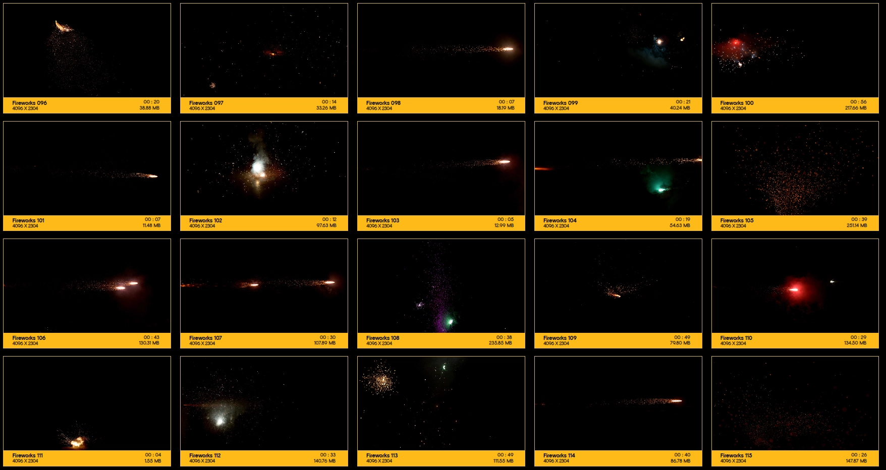4K视频素材-115种炫丽烟花爆竹火星粒子特效合成素材 BBV41 Fireworks精品推荐、视频素材
