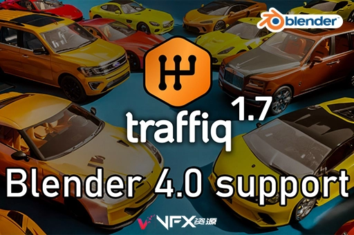 Blender插件-汽车摩托车飞机交通工具模型 Car – Traffiq Library – Rigged Cars v1.7.1Blender插件