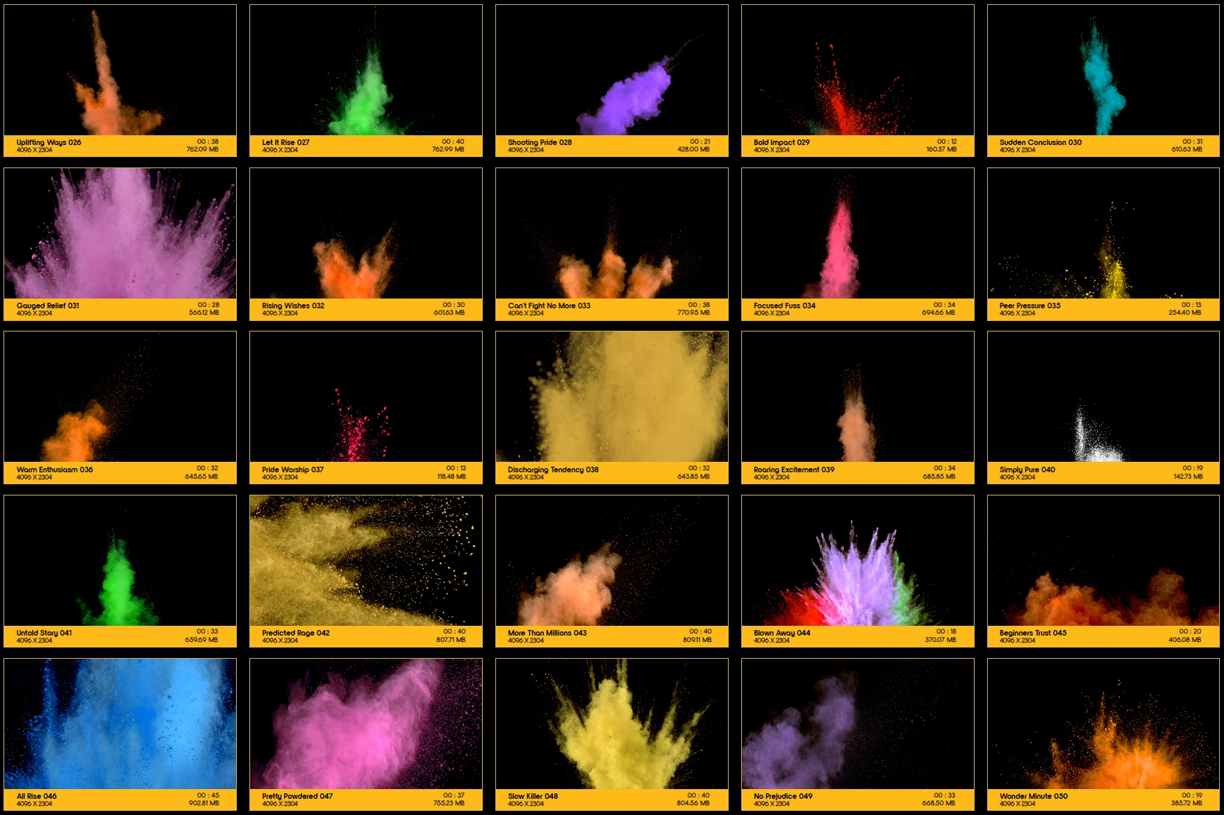4K视频素材-130种彩色粉末爆炸视频特效素材 BBV02 Powder Impacts精品推荐、视频素材