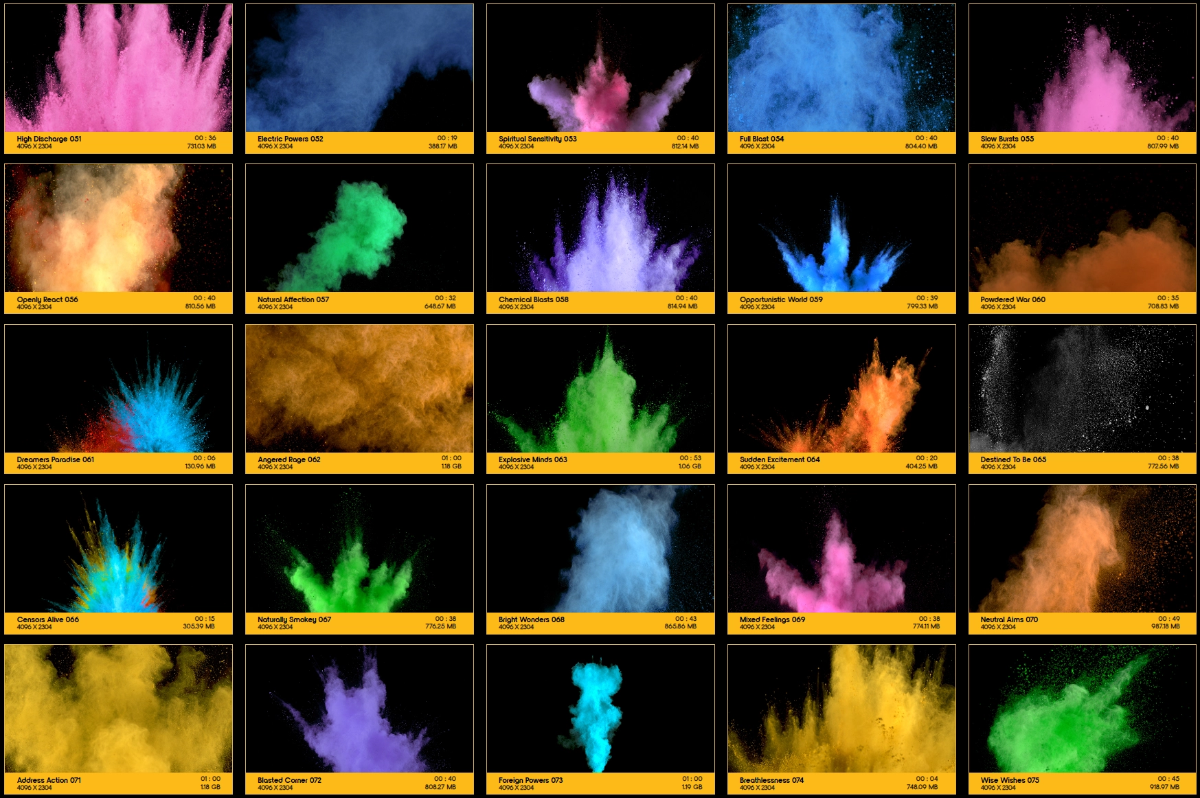 4K视频素材-130种彩色粉末爆炸视频特效素材 BBV02 Powder Impacts精品推荐、视频素材