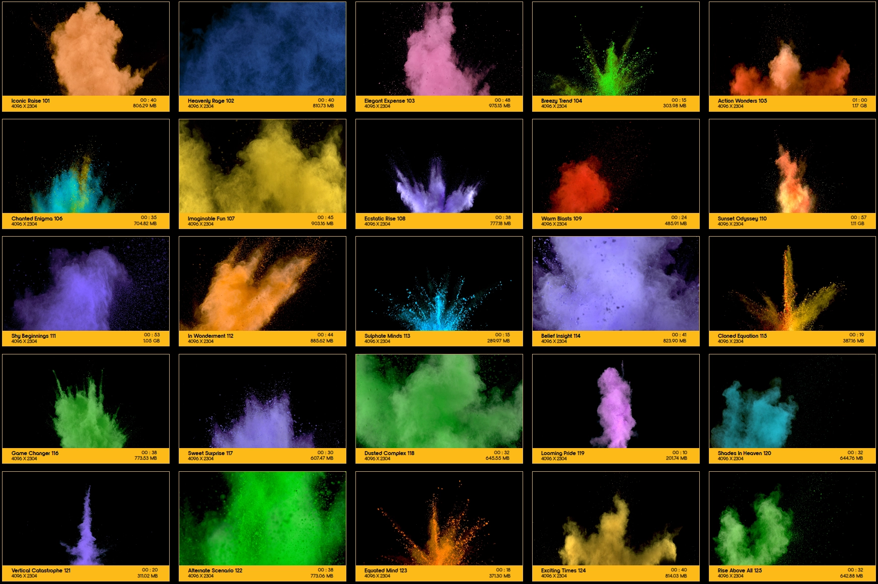 4K视频素材-130种彩色粉末爆炸视频特效素材 BBV02 Powder Impacts精品推荐、视频素材