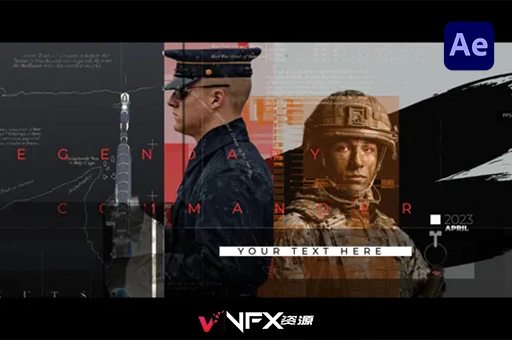 科技感战争历史故障幻灯片动画AE模板 The War History Glitch SlideshowAE模板、模板