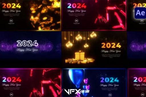 2024新年快乐问候语祝福动画展示AE模板 New Year Greetings PackAE模板、模板