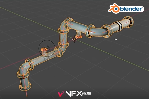 Blender预设-几何节点管道生成器 Geometry Nodes Pipes v1.1Blender预设、预设