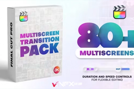 FCPX插件-84种动态多屏转场特效展示动画 Multiscreen Transitions | Multiscreen PackFCPX插件、Mac专区